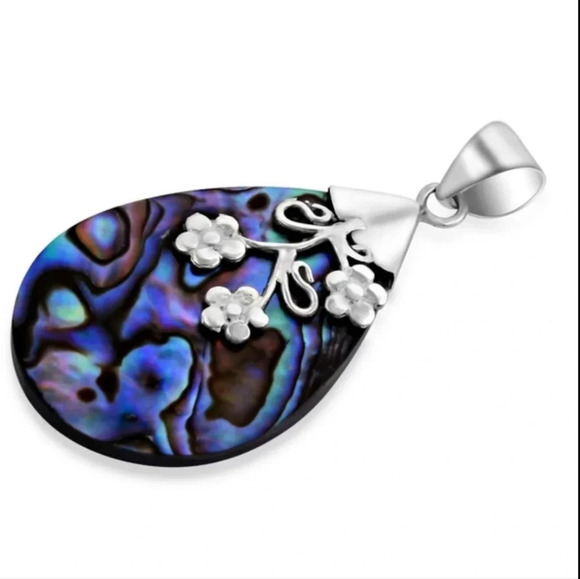 Abalone Pendant & Ring Set In 925 Sterling Silver. - Picture 8 of 9
